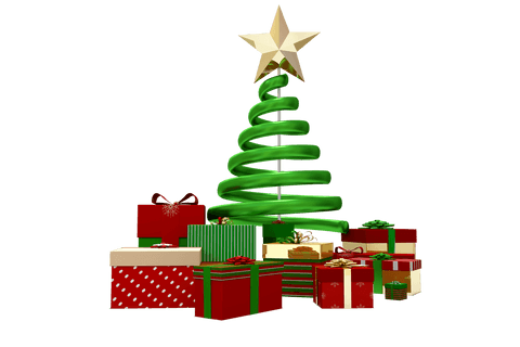 Transparent Christmas Tree and Gifts with Star on Top