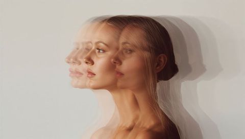 Ethereal multi-exposure of woman's portrait with ghosted effect