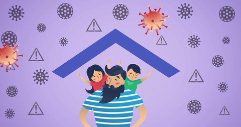 Family staying safe protecting against virus threats