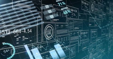 Holographic Analytics Dashboard Displaying Interactive Financial Metrics and Data Streams