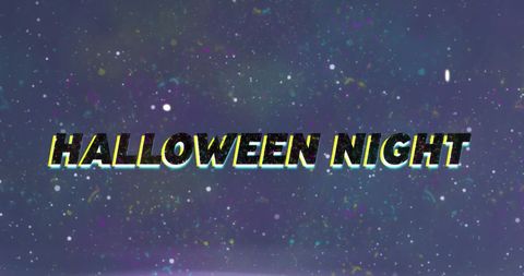 Halloween night text with vhs effect on blue background