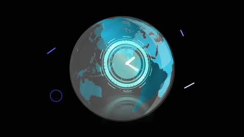 Digital Clock Overlay on Globe Illustration