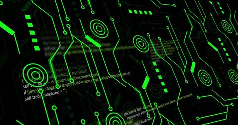 Futuristic Digital Interface with Green Circuit Patterns - Download Free Stock Images Pikwizard.com