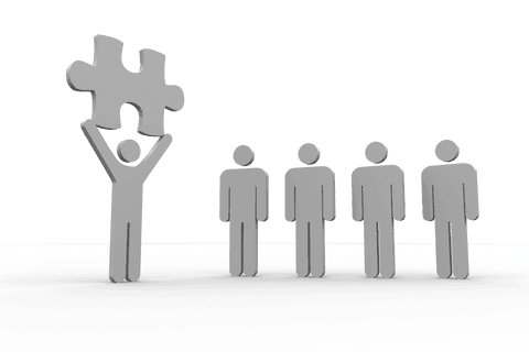 Transparent conceptual puzzle piece person illustration