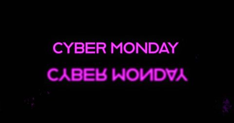 Cyber Monday Neon Reflection with Purple Flare on Black Background - Download Free Stock Images Pikwizard.com