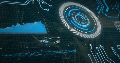 Abstract Digital Interface with Charts and Circuit Design - Download Free Stock Images Pikwizard.com