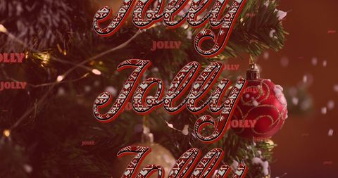 Jolly Text on Festive Christmas Tree Background
