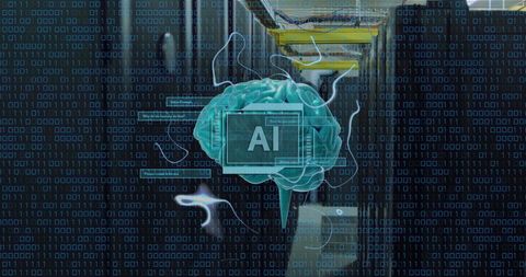 AI Brain with Data Processing Servers and Digital Binary Code - Download Free Stock Images Pikwizard.com