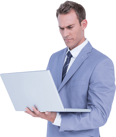 focused businessman using laptop demonstrating efficiency - Download Free Stock Videos Pikwizard.com