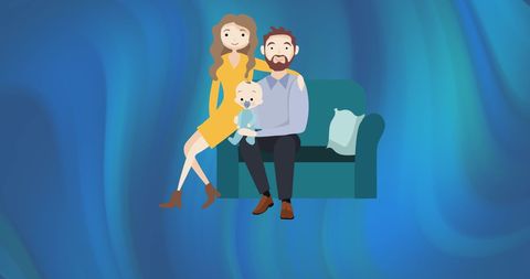 Happy family illustration on vibrant background