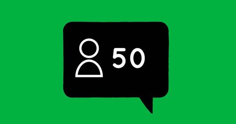 Social media notification with follower icon on green background