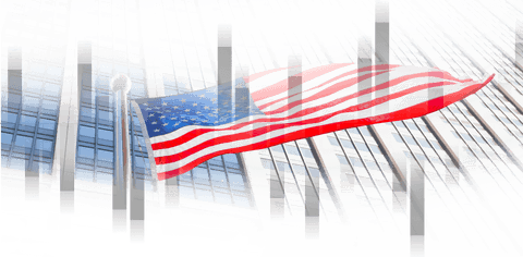 American Flag Wave on Transparent Background Modern Urban Scene