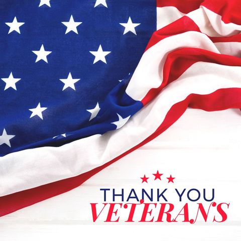 Thank you veterans day with american flag on white background