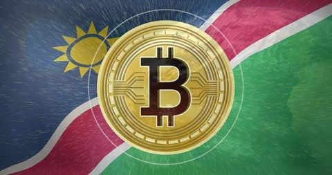 Bitcoin with Namibian Flag Representing Cryptocurrency and Blockchain