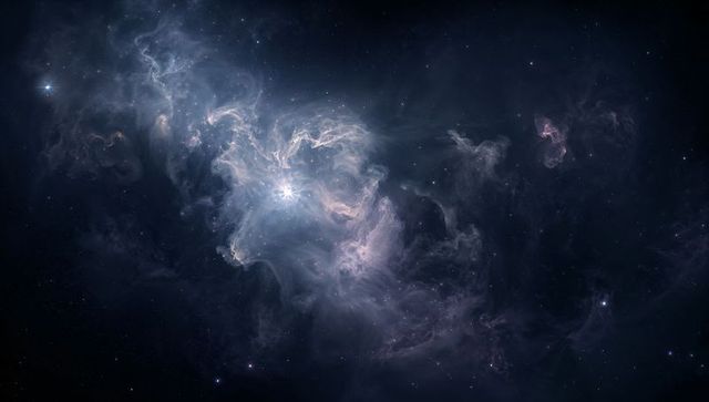 Glowing Nebula with Central Bright Star in Deep Space