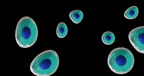 Blue and Turquoise Cells on Black Conceptual Background