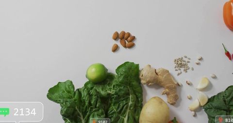 Fresh Ingredients Display on Minimalist White Background