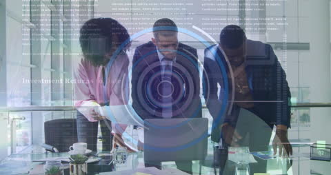 Business Team Analyzing Data Technology Concepts in Office