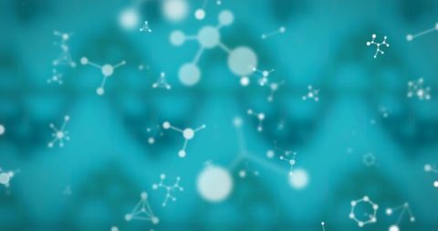 Abstract Molecular Pattern on Blue Background