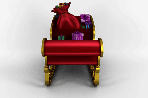 Santa claus sleigh with gifts transparent background vector illustration