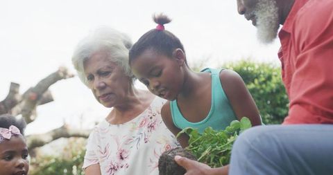 Multigenerational Family Gardening Together Outdoor Activity