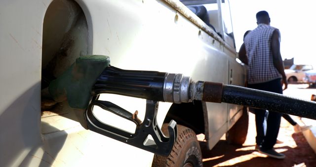 Close-Up of Vehicle Fueling at Gas Station in Rural Area - Download Free Stock Images Pikwizard.com