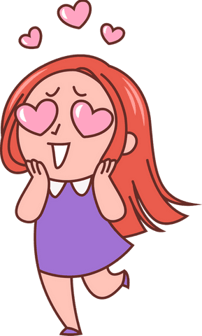Lovestruck Cartoon Girl with Heart Eyes on Transparent Background - Download Free Stock Videos Pikwizard.com