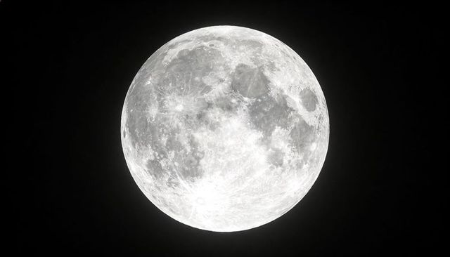 Full Moon in High Detail Showing Lunar Maria, Craters and Ray Systems