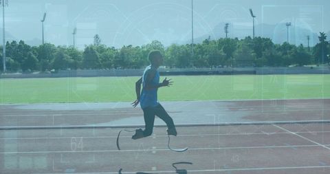 Young athlete demonstrating speed with running blades