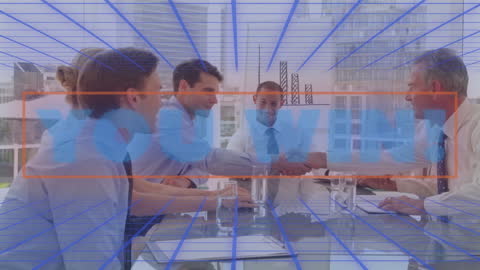 Business Professionals Engaged in Successful Meeting and Data Analysis