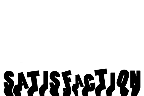 Presenting satisfaction hands with happiness symbol text transparent