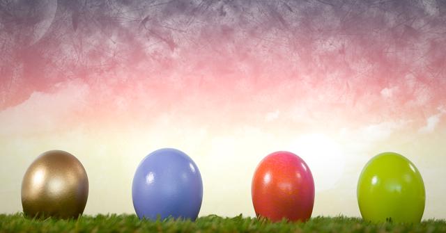 Colorful Easter Eggs with Twilight Sky Background - Download Free Stock Photos Pikwizard.com