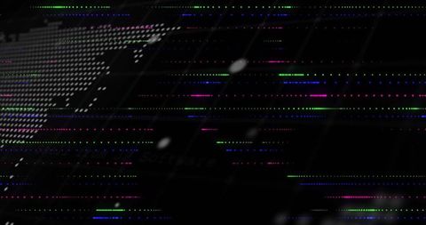 Neon Glitch World Map Dotted Scanlines Futuristic Cyber Data Stream Interface