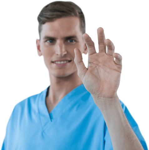 smiling male nurse interacting with transparent screen - Download Free Stock Videos Pikwizard.com