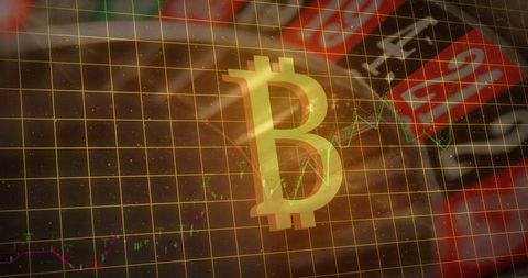 Gold Bitcoin Symbol with Roulette Background Illustrates Crypto Market Dynamics