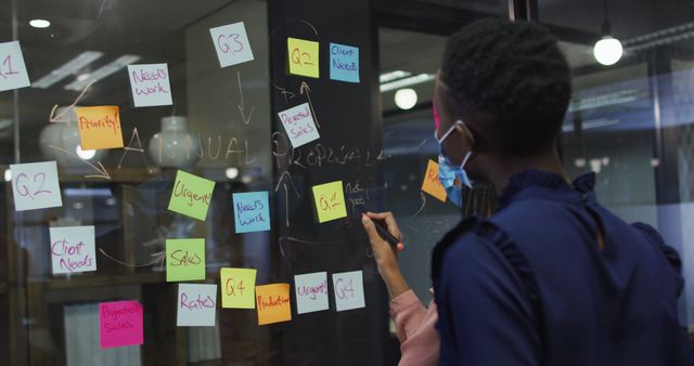 Business Team Brainstorming Strategy Using Sticky Notes on Glass Wall - Download Free Stock Images Pikwizard.com