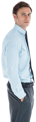 Serious Businessman with Hand in Pocket Transparent Background