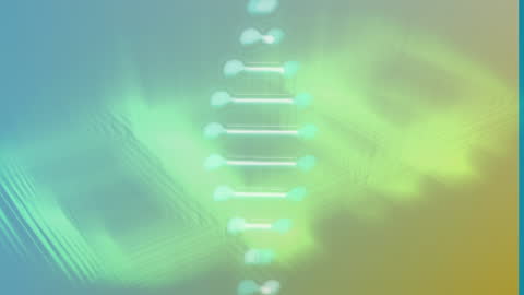 Abstract DNA Strand Animation over Green Light Trails