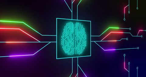 Futuristic Digital Brain Circuit in Neon Colors - Download Free Stock Images Pikwizard.com