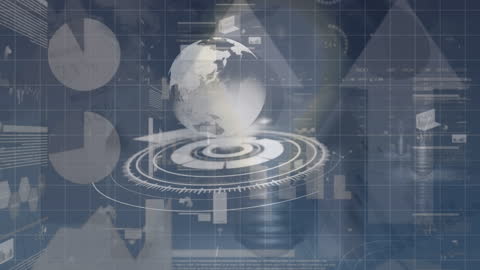 Futuristic Digital Interface with Globe and Data Animation