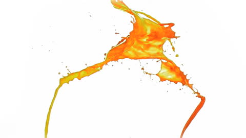 Vibrant Orange and Yellow Paint Splash Captured in Motion