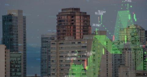 Financial Data Analysis Over Modern City Skyline - Download Free Stock Images Pikwizard.com