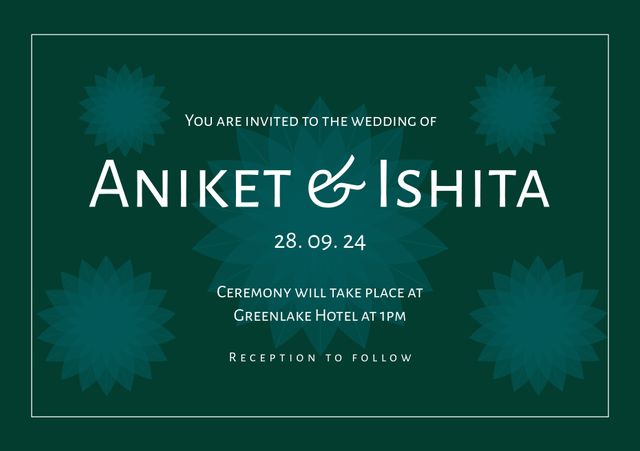 Elegant Wedding Invitation with Green Background and Floral Designs - Download Free Stock Videos Pikwizard.com