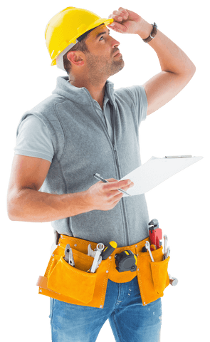 engineer assessing construction plan on transparent background - Download Free Stock Videos Pikwizard.com