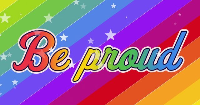 Be Proud Text with Rainbow Background for LGBTQ Pride Celebration - Download Free Stock Images Pikwizard.com