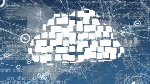 Digital Cloud Technology with Data Processing Animation