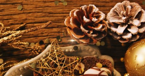 Festive Holiday Decor with Pinecones and Gold Accents - Download Free Stock Images Pikwizard.com