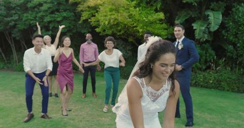 Vibrant Celebration at Outdoor Wedding Reception