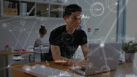 Focused Man Exploring Augmented Reality with VR Headset