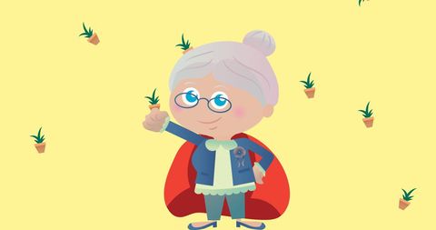 Happy Grandmother with Superhero Cape on Green Background - Download Free Stock Images Pikwizard.com